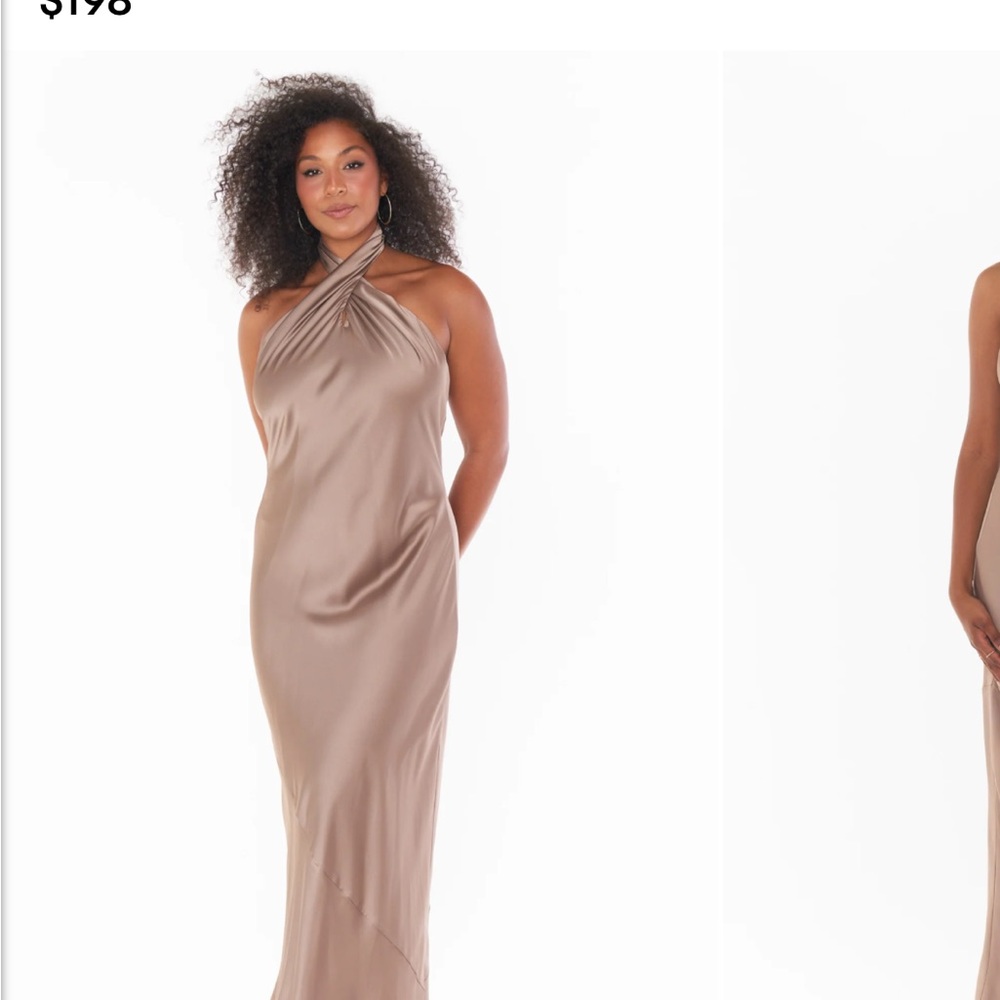 Show Me Your MuMu Taupe Satin Halter Wedding Dress